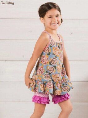 Matilda Jane Twister Tank Floral Roses Ruffle Tunic Top Size 10 y